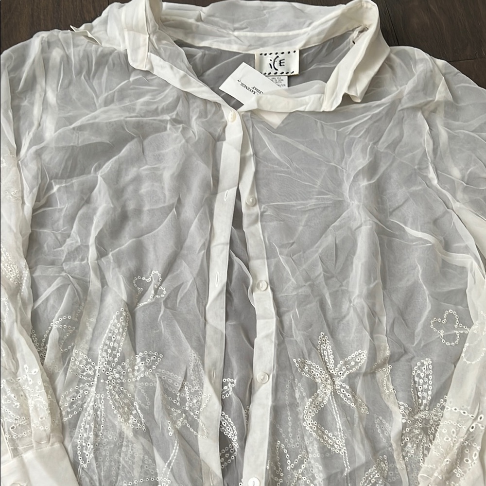 Elegant White Sheer Blouse NWT us size 26/28 - Picture 3 of 5
